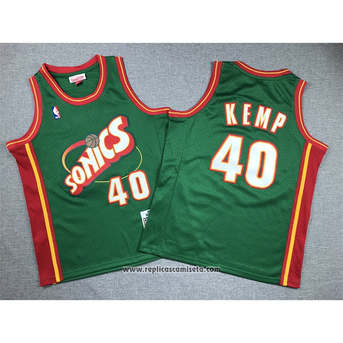 Camiseta Nino Seattle SuperSonics Shawn Kemp #40 Historic Retro Verde